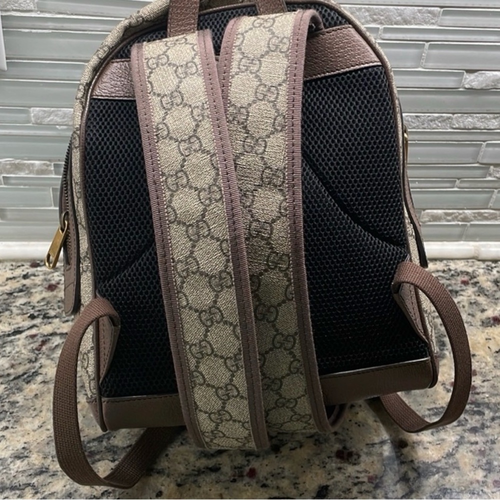 Gucci Monogram Backpack with Gold and Red Accents - Picture 8 of 10